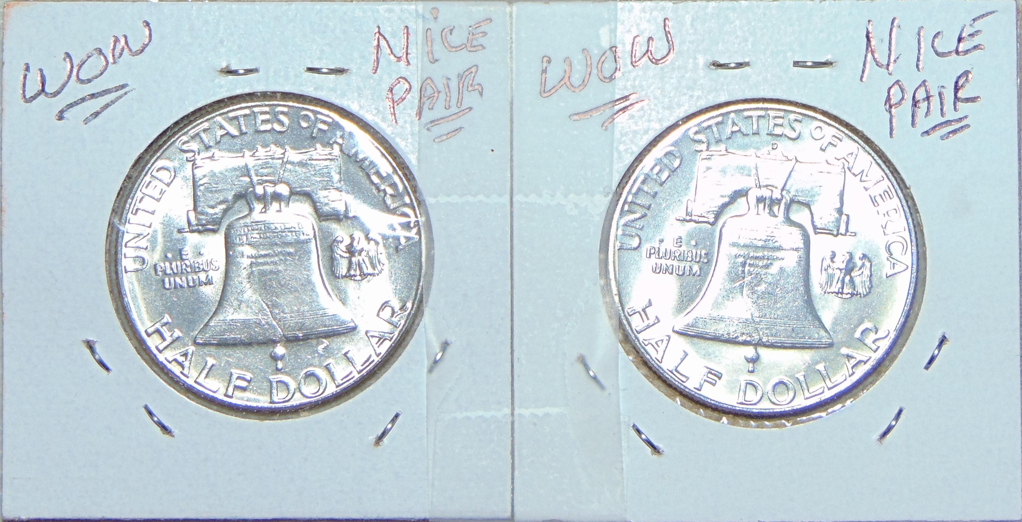 1962, 1962-D Franklin Half Dollars MS+.