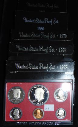 5 U.S. Proof Sets: 1976, 1978, 1979, 1980. 1981.