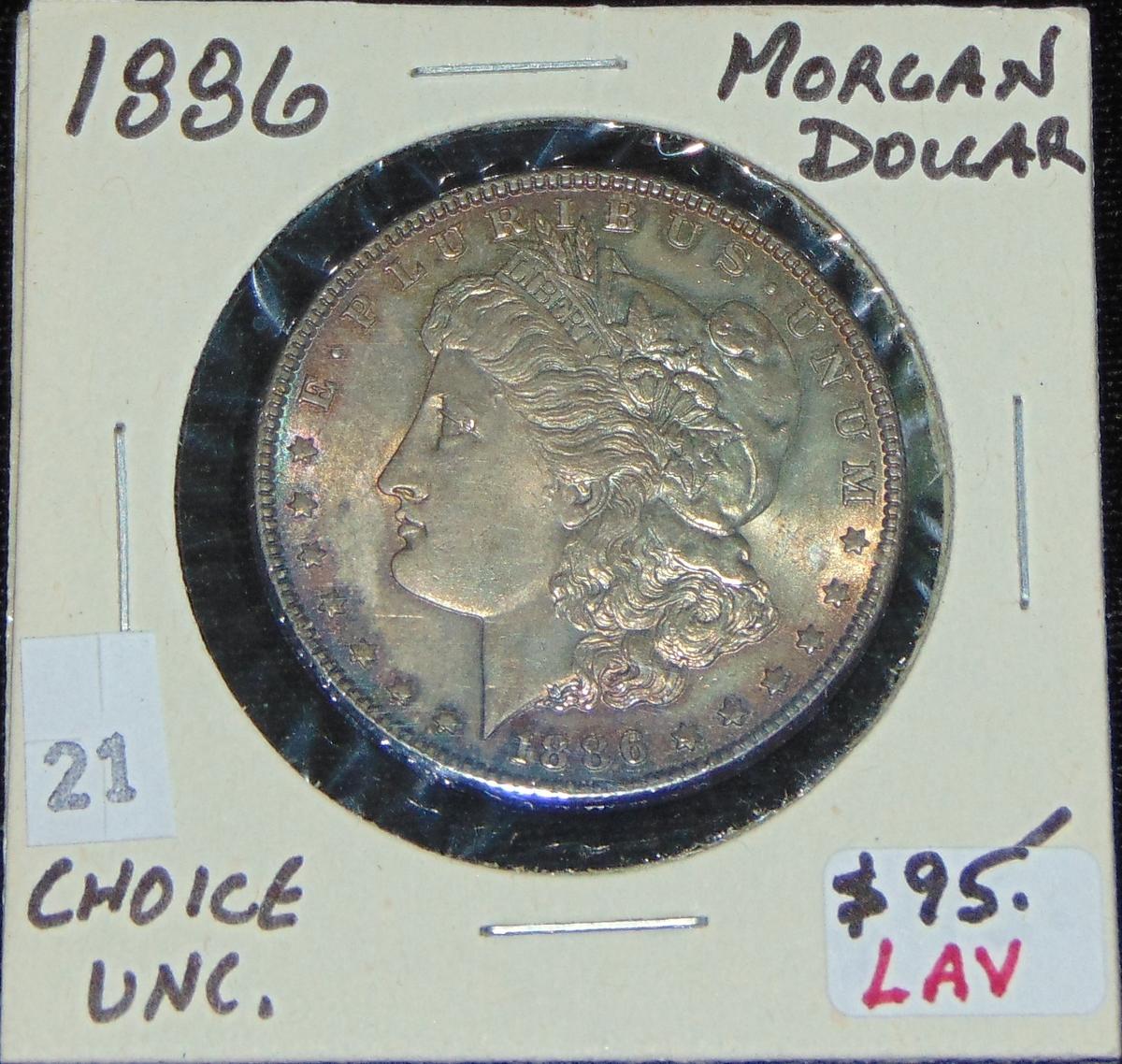 1886 Morgan Dollar (choice UNC., toned).