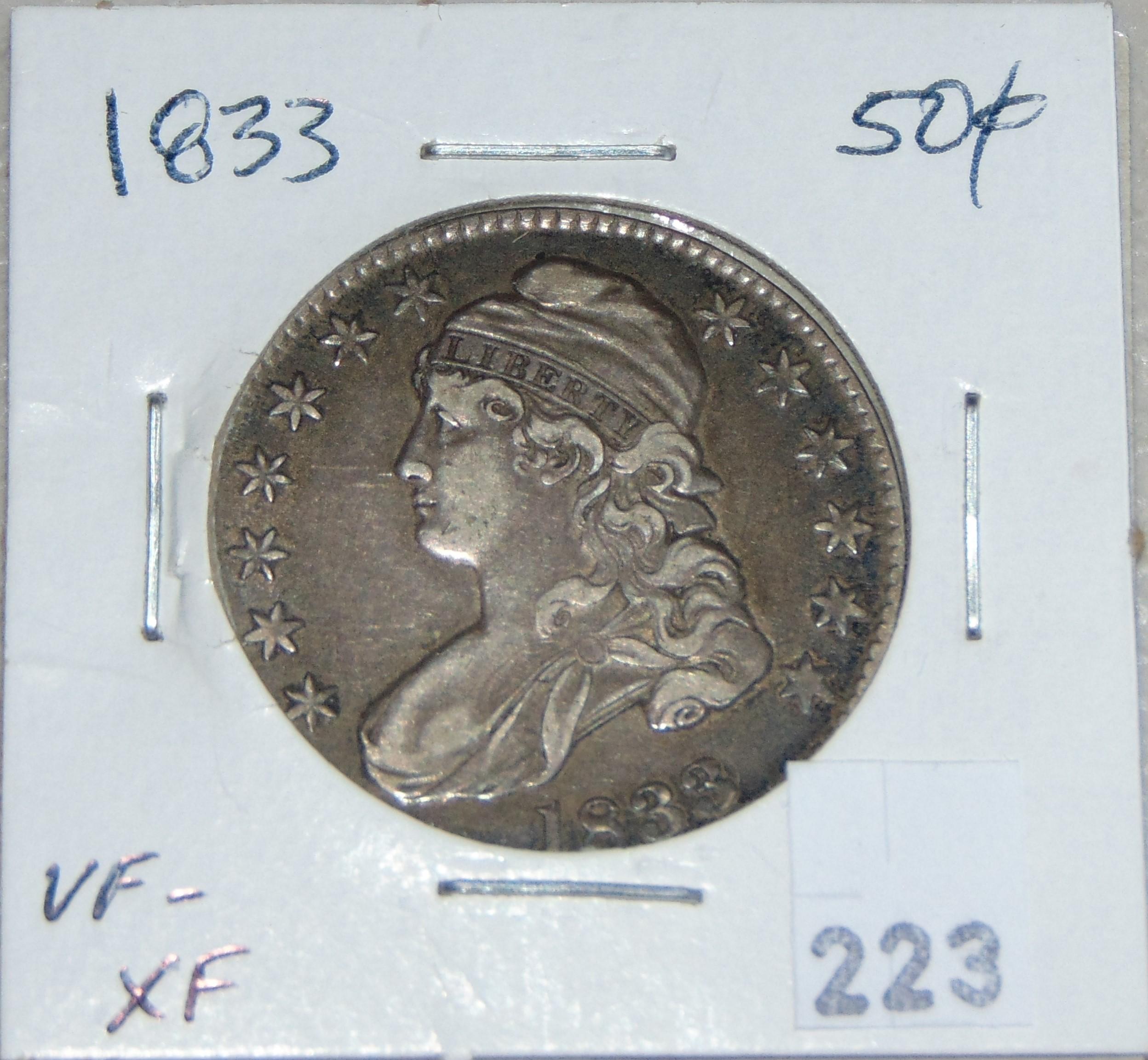 1833 Bust Half Dollar VF-XF.