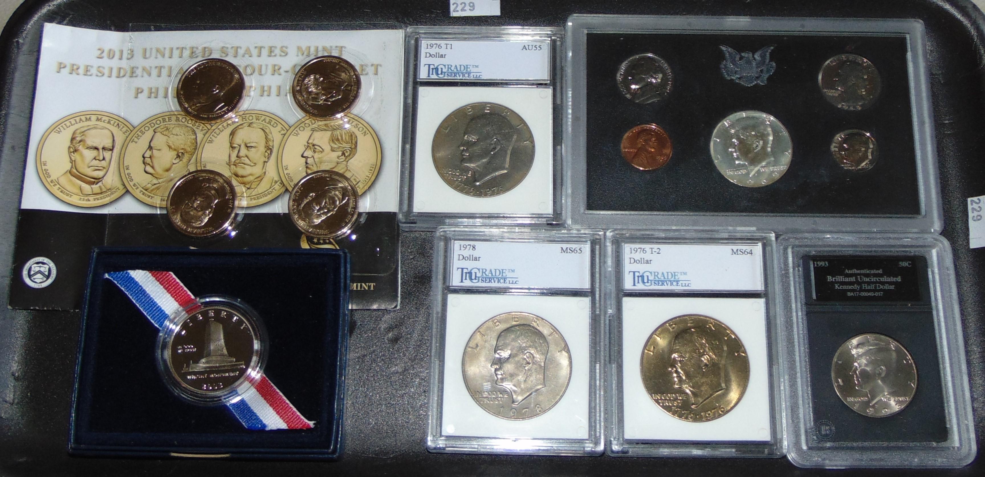 Variety: Dollars, Half Dollars, Proof Set.