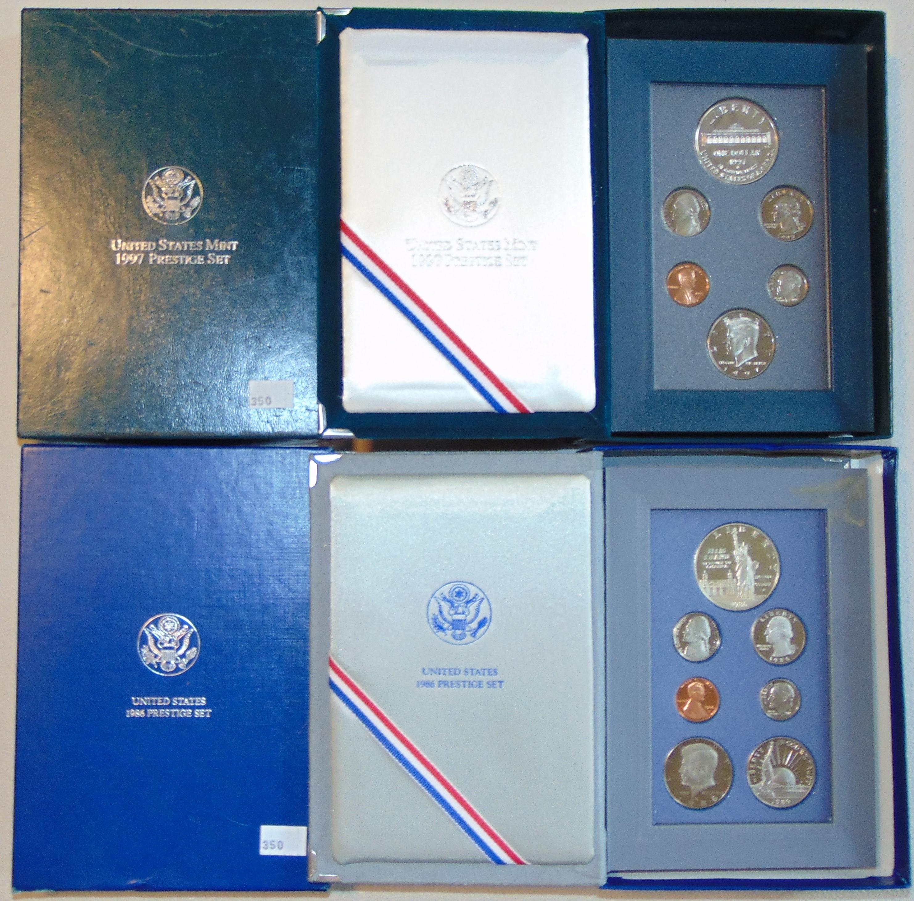 1986, 1997 Proof U.S. Prestige Sets.