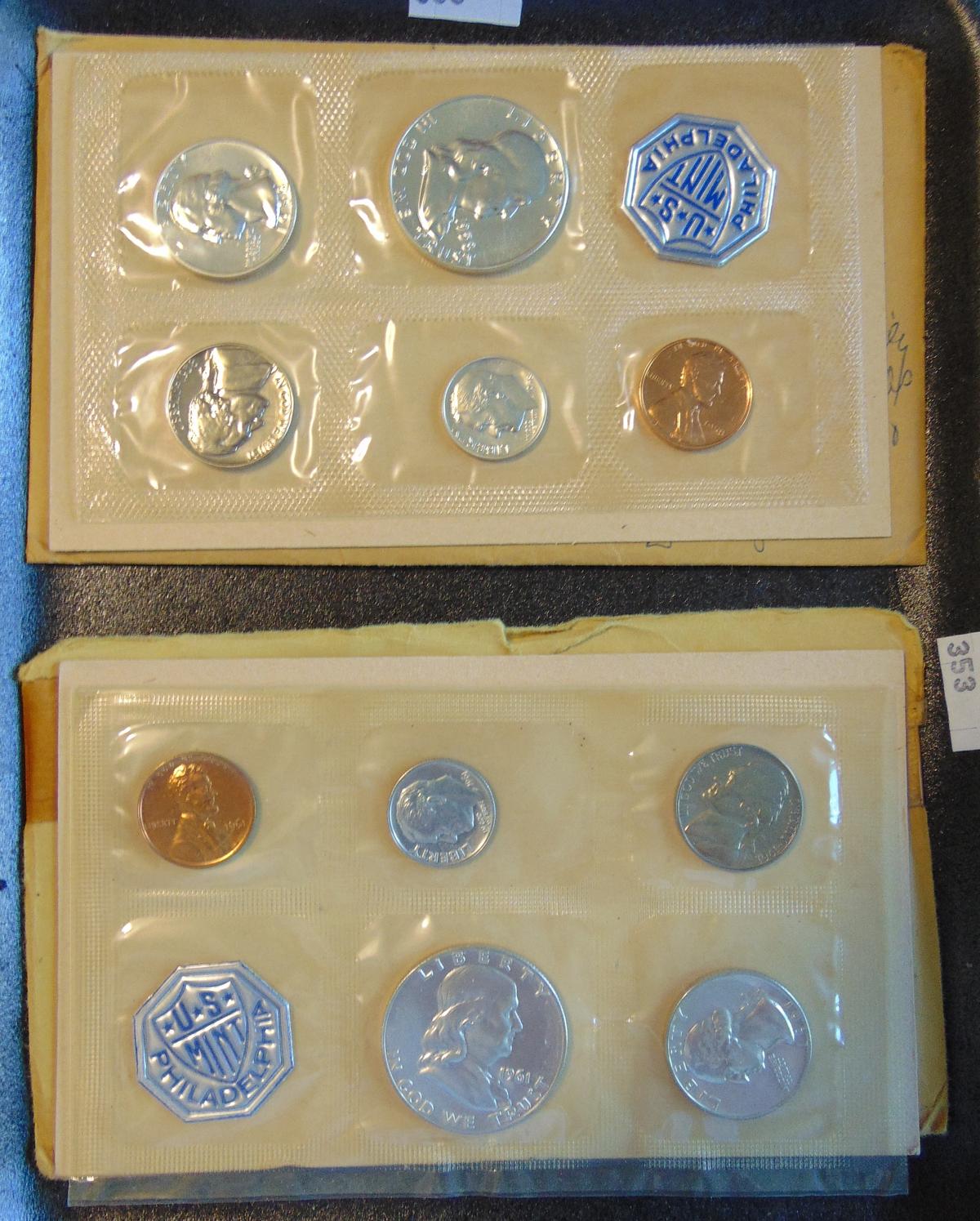 1958, 1961 U.S. Proof Sets.