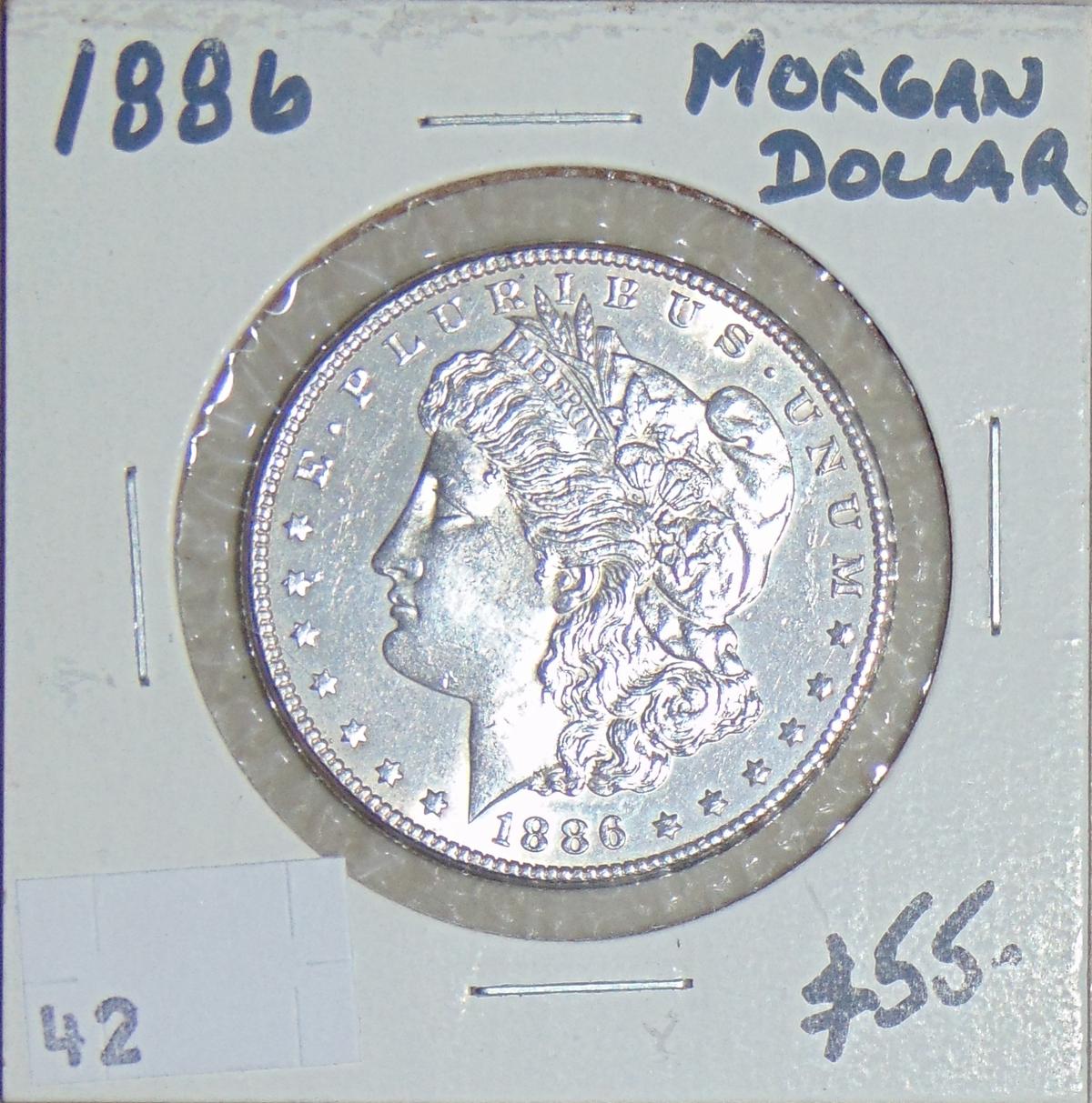 1886 Morgan Dollar AU.