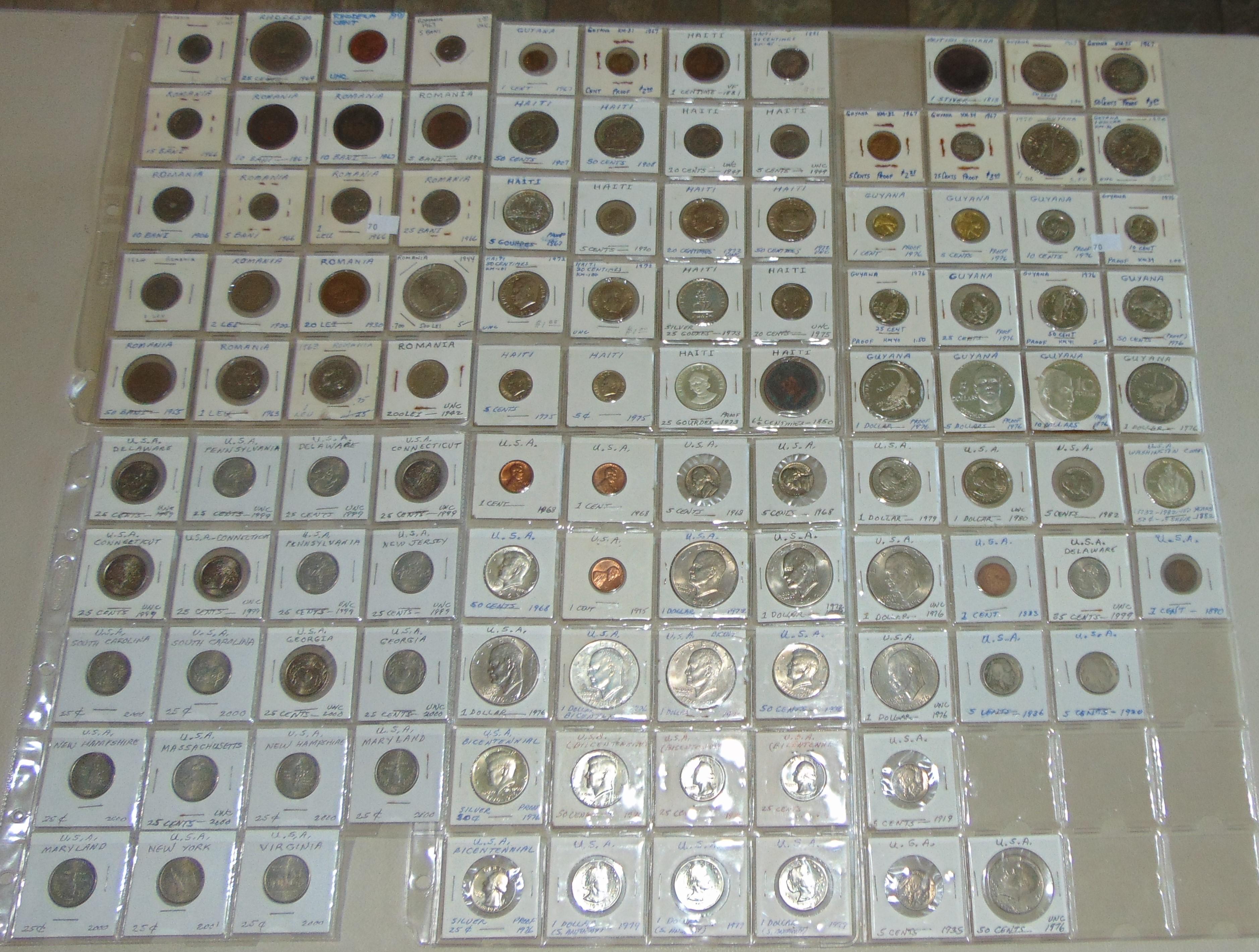 6 pages of World Coins (9 Silver coins).