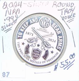 2024 NRA Silver Round .999 1 Troy Oz.