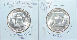 1955 & 1956 Franklin Half Dollars