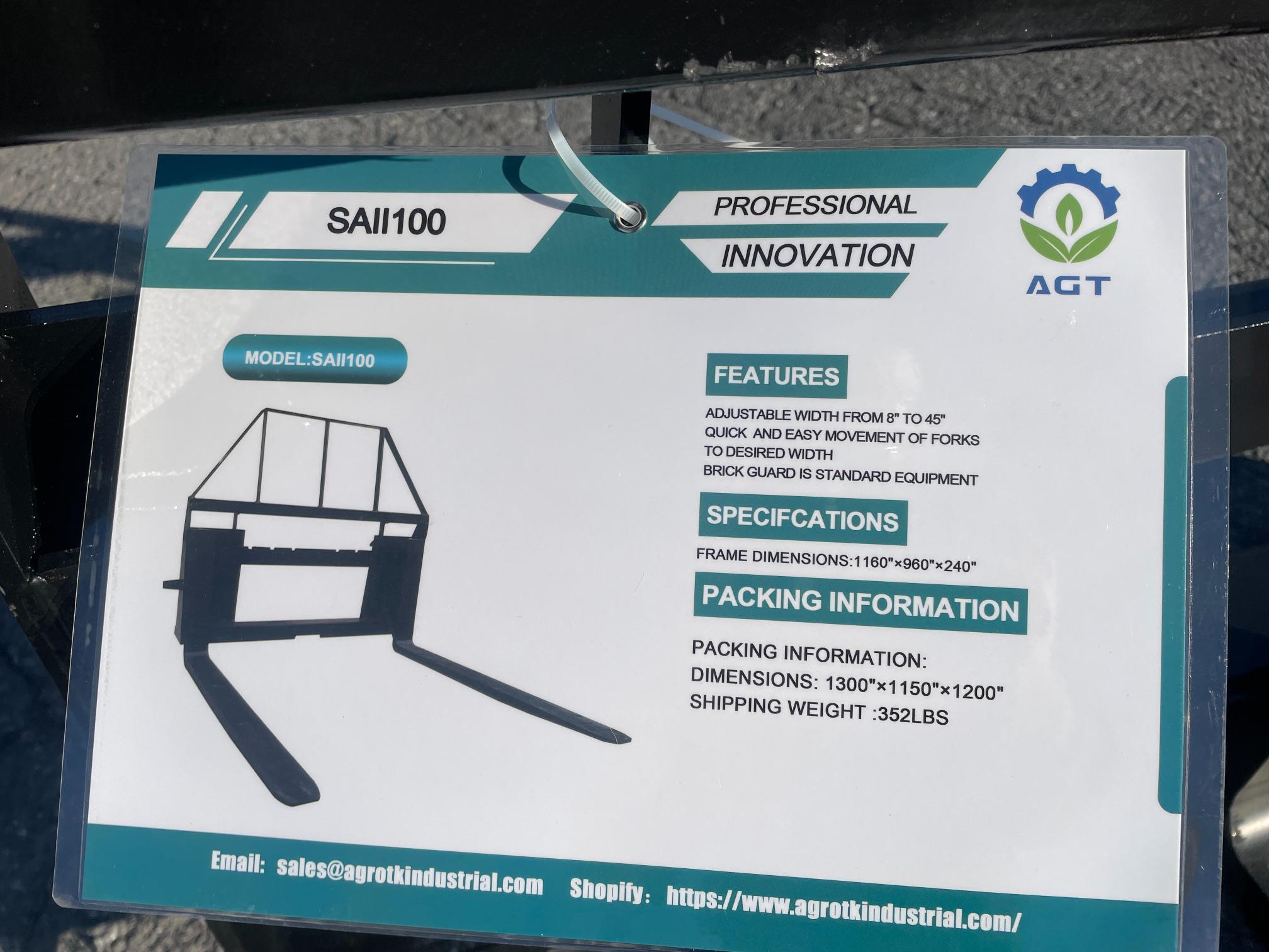 New AGT Quick Attach Pallet Forks