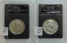 1935 Walking Liberty and 1958 Franklin Silver Half Dollars