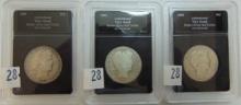 1900, 1902, 1905 Barber Silver Half Dollars (all VG).