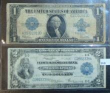 Series 1923  $1 Silver Certificate G. 1 Series 1918 $2 National Currency Federal Reserve Bank of Phi