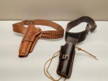 (2Pcs.) LEATHER GUN BELTS WITH HOLSTERS