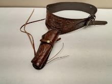 40" LEATHER GUN BELT WITH HOLSTER