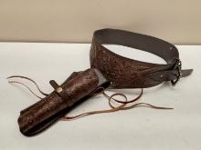 40" LEATHER GUN BELT WITH HOLSTER