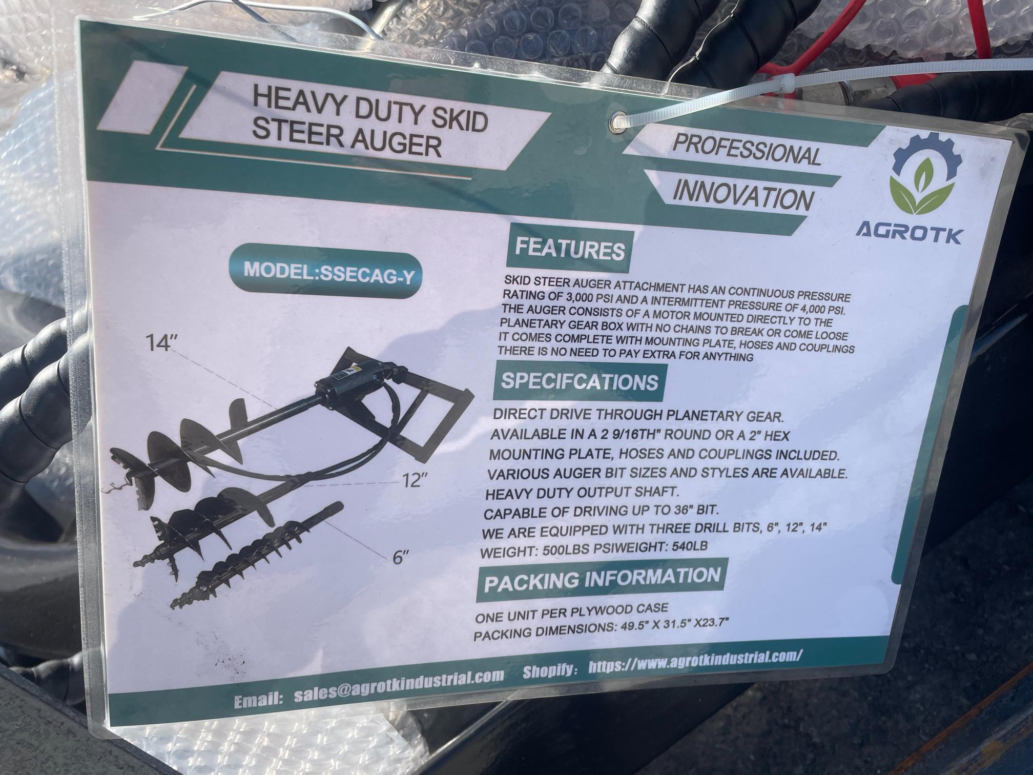New Mower King Quick Attach Auger Drive W/ Bits