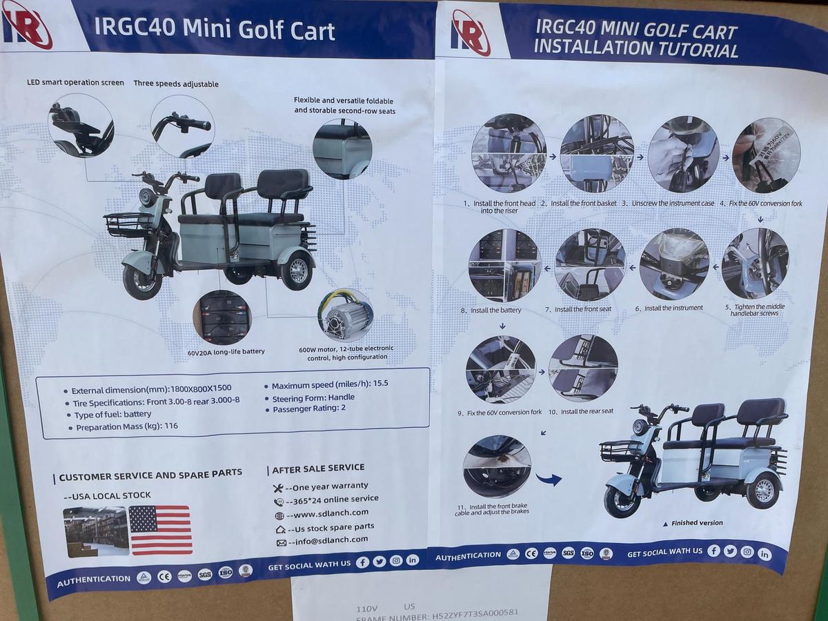 New IR IRGC40 Mini Riding Golf Cart