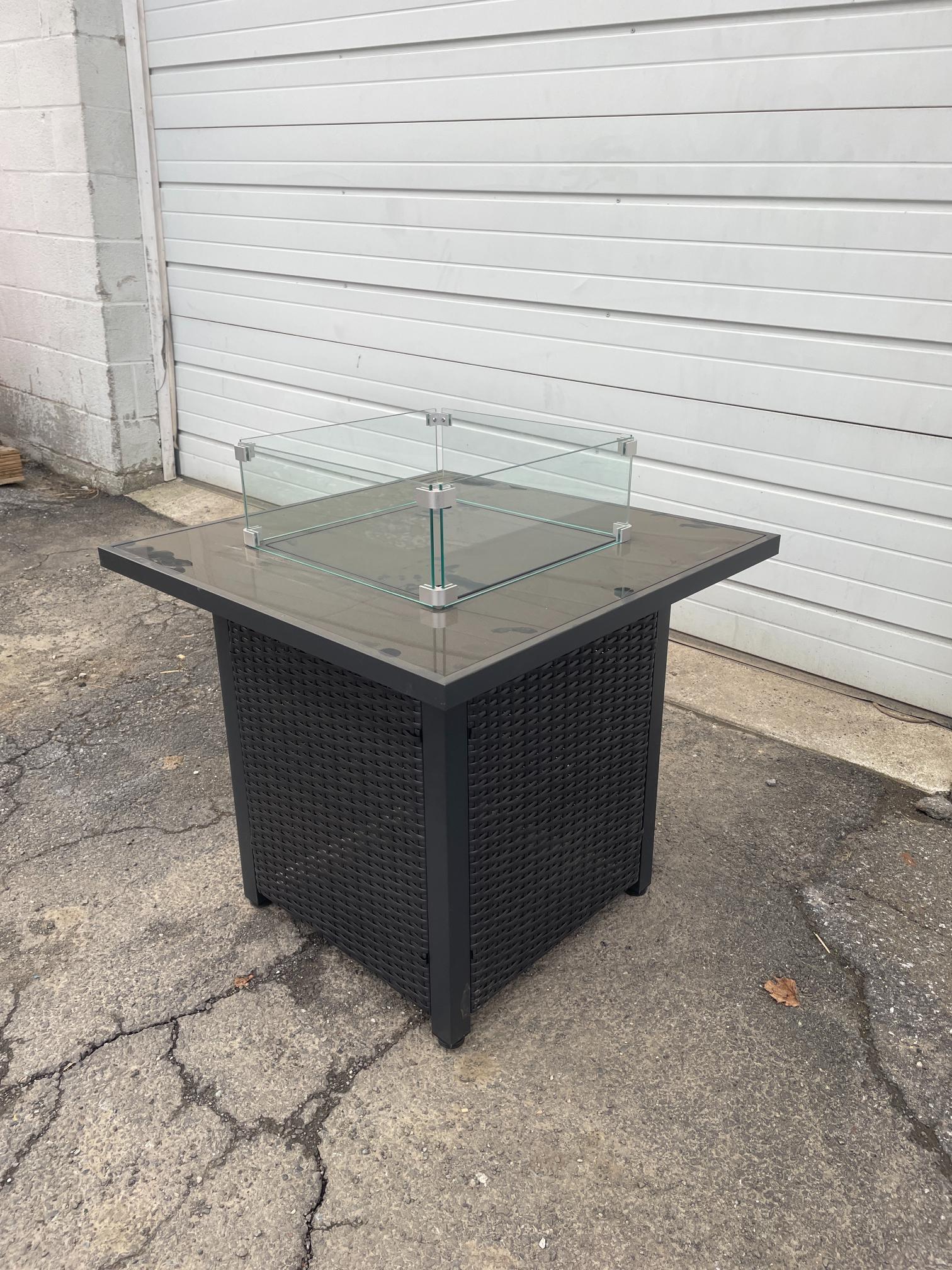 New Wicker Outdoor Propane Fire Pit Table