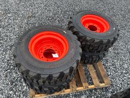 Set Of (4) New 12-16.5 Skid Loader Tires W/ Rims