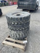 Skid Lot Of (4) 8.00-16 Solid Forklift Tires