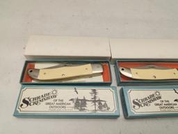 (3Pcs.) NOS SCHRADE SCRIMSHAW 524SC FOLDING KNIVES