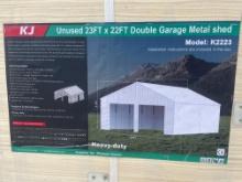 New KJ 23X22' Double Garage Metal Shed