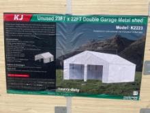 New KJ 23X22' Double Garage Metal Shed