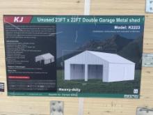 New KJ 23X22' Double Garage Metal Shed