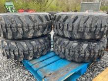 New Set Of (4) 12-16.5 Skid Loader Tires W/ Rims
