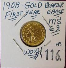 1908 Quarter Eagle Gold Indian MS63 (first year).