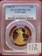 1987-P PCGS PR70 DCAM $25 Gold Eagle 1/2 Oz. Sharp!