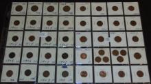 40 Coin Variety: Flying Eagle, Indian, Wheat and Memorial Cents.