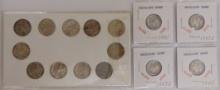 U.S. Wartime Silver Nickels (11 coins). (4) Wartime Mercury Dimes: 1941, 1942-D, 1943-D, 1944..
