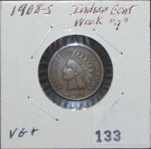 1908-S Indian Cent VG+ (weak "9").