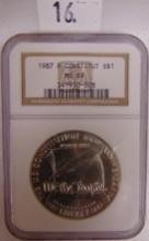 1987-P Constitution Silver Dollar MS69.