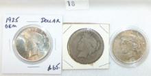 1922, 1923, 1925 Peace Dollars.