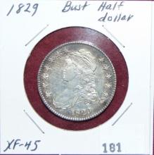 1829 Bust Half Dollar XF45.