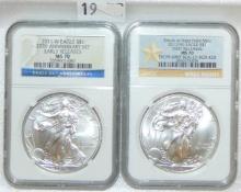 2011W, 2012W Silver Eagles MS70.