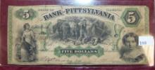 5/16/1861 Virginia $5 Bank of Pittsylvania, Chatham Note.