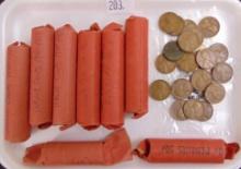 Approx. 380 Wheat Cents in Rolls and Loose.
