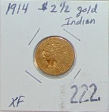 1914 $2.50 Gold Indian XF.