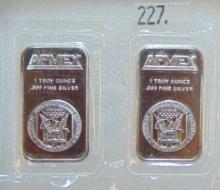 (2) APMEX 1 Troy Oz .999 Fine Silver Bars.