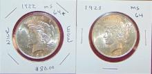1922, 1923 Peace Dollars.