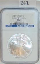 2007 Silver Eagle NGC MS69.