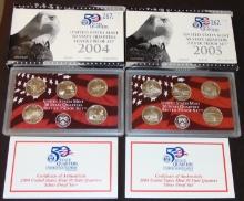 2004, 2005 U.S. Silver Quarters Proof Sets ($2.50 face value in 90% Silver).