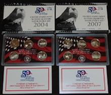 2004, 2007 U.S. Silver Quarters Proof Sets ($2.50 face value in 90% Silver).