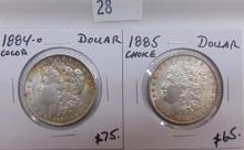 1884-O, 1885 Morgan Dollars.