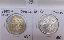 1882-S, 1884-O Morgan Dollars.