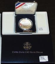 1991 USO Silver Dollar Proof 90% Silver.