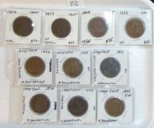 (10) Large Cents: 1802-1853 (not all dates).