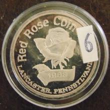 "Red Rose Coin Club" 1 Oz .999 Silver Round.